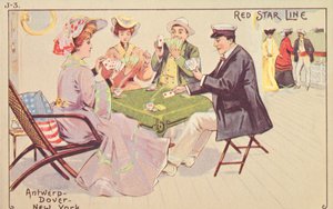 Passagiere spielen Karten auf dem Deck eines Red Star Liners, 1907 von Unbekannt