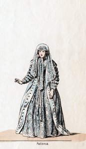 Geduld, Kostümentwurf für Shakespeares Stück, Heinrich VIII, 19. Jahrhundert