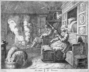 Bauernhausinterieur, möglicherweise Niederlande oder Nordfrankreich, 17. Jahrhundert von Unbekannt