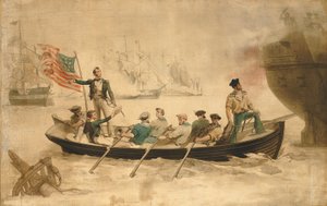 Perry überträgt seine Flagge auf die Niagara, spätes 19. Jahrhundert von Unbekannt