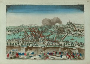 Perspektivische Ansicht der Belagerung und Bombardierung der Stadt Lyon im Oktober 1793, ca. 1793