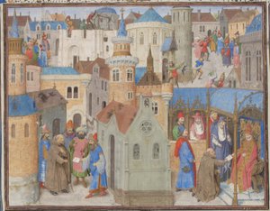 Peter der Einsiedler hört Papst Urban II. auf dem Konzil von Clermont. Miniatur aus der Historia von Wilhelm von Tyrus von Unbekannt