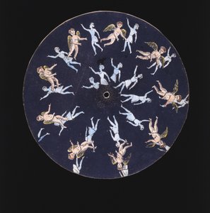 Phenakistiskop-Scheibe mit einem Amor und zwei Mädchen, ca. 1830 von Unbekannt