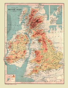 Physische Karte der Britischen Inseln, 1902