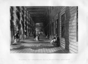 Piazza der Congress Hall, Saratoga Springs, New York State, 1855