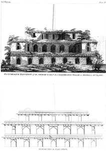 Malerische Erhebung des Shikar Gah und der berühmten Säule in Delhi, Juni 1797 1799 von Unbekannt