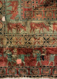 Detail des Teppichs: Damhirsche und Reiter, 5.-4. Jahrhundert v. Chr. von Unbekannt