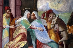 Wallfahrtskirche Madonna del Sasso. Der Besuch Marias bei Elisabeth, wie im Lukasevangelium aufgezeichnet, 20160508, Orselina, Schweiz von Unbekannt