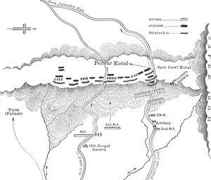 Angriffsplan auf Peiwar Kotal, 2. Dezember 1878, um 1880 von Unbekannt
