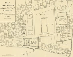 Plan von Fort William und einem Teil der Stadt Kalkutta, 1925 von Unbekannt