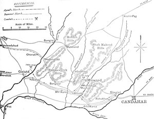 Plan von General Burrows Marsch zum Helmund, 4.-29. Juli 1880 von Unbekannt