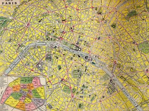 Plan von Paris - Zentrales Viertel der Stadt des Lichts, ca. 1930er Jahre von Unbekannt