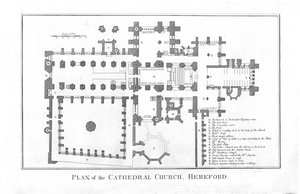 Plan der Kathedrale von Hereford, spätes 18. Jahrhundert