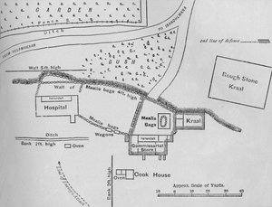 Plan der Verteidigungen bei Rorkes Drift, 22. Jan. 1879, ca. 1880 von Unbekannt
