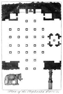 Plan der Elephanta-Höhlen, Indien, 1799 von Unbekannt