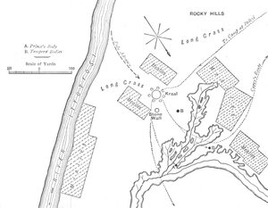 Plan des Geländes, auf dem Prinz Louis Napoleon getötet wurde, 1. Juni 1879, ca. 1880