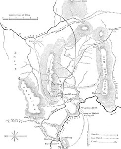 Plan der Märsche bei Isandhlwana zwischen dem 12. und 22. Januar 1879, ca. 1880 von Unbekannt