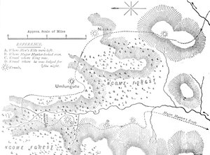 Plan des Geländes, auf dem Cetewayo gefangen genommen wurde, um 1880 von Unbekannt