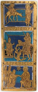 Plakette von einem tragbaren Altar mit Szenen aus dem Leben Jesu, deutsch, ca. 1160-80