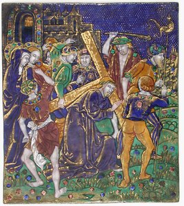 Plakette mit Christus, der das Kreuz trägt, Französisch, 16. Jahrhundert