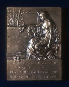 Plakette zur Erinnerung an den Tod von Henri Poincaré, französischer Mathematiker, 1912 von Unbekannt