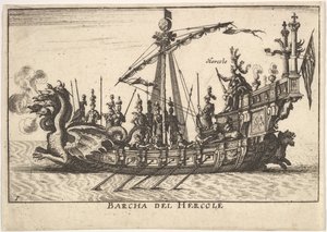Tafel 1: Schiff des Herkules, mit drachenköpfigem Bug und Herkules an Bord, 1664 von Unbekannt