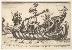 Tafel 7: Peleo und Talamone Argonauten geführt von Tetide, aus Das prächtige Festzug, 1664 von Unbekannt