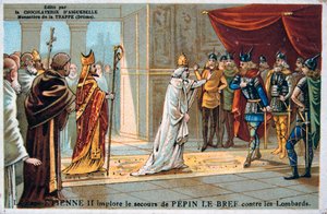 Papst Stephan II. bittet um die Sicherheit von Pippin dem Kurzen vor den Langobarden, um 750 n. Chr., 19. Jahrhundert