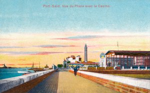 Port-Said. Blick auf den Leuchtturm mit dem Casino