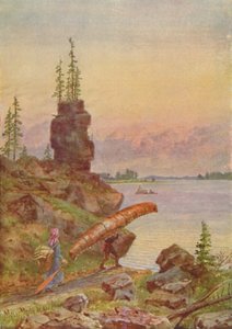 Portage und Birkenrindenkanu, 1924 von Unbekannt
