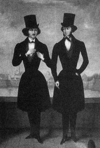 Porträt von Alexander Puschkin und Nikolai Gogol, erstes Viertel des 19. Jahrhunderts von Unbekannt
