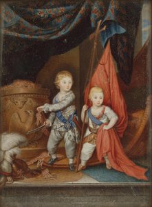 Porträt der Großfürsten Alexander Pawlowitsch und Konstantin Pawlowitsch als Kinder, 1790 von Unbekannt