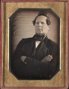 Porträt eines Mannes, der sich von der Kamera weglehnt, späte 1840er Jahre