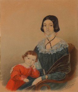 Porträt von Maria Prokhorovna Krivtsova mit Sohn Alexander