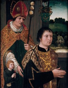 Porträt von Nicholas Gaze und seinem Sohn und St. Nikolaus von Unbekannt