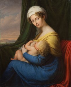 Porträt von Prinzessin Maria Fyodorovna Baryatinskaya, geb. Keller 1792-1858 mit Sohn, 1820er Jahre von Unbekannt