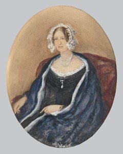 Porträt einer Dame mit weißer Haube und Umhang
