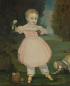Porträt eines kleinen Mädchens, das Trauben pflückt, 1840-50