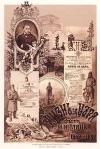 Plakat für die Oper Ein Leben für den Zaren von M. Glinka, 1892 von Unbekannt