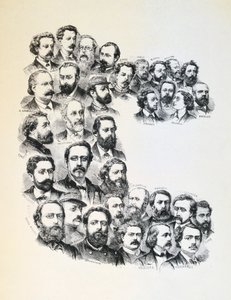 Plakat mit Porträts der Kommunarden, Pariser Kommune, 1871
