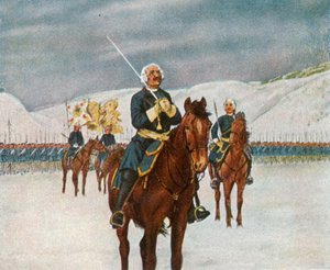 Gebet des Alten Dessauer vor der Schlacht bei Kesselsdorf, 15. Dezember 1745 von Unbekannt