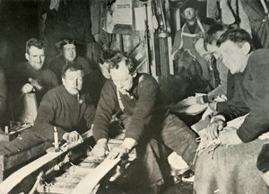 Vorbereitung eines Schlittens im Winter, 1908, 1909 von Unbekannt