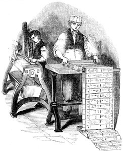Vorbereitung von Lochkarten für einen Jacquard-Webstuhl, 1844