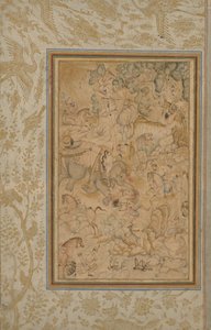 Prinzen jagen in einer felsigen Landschaft, ca. 1580-85, Ränder hinzugefügt ca. 1700er Jahre