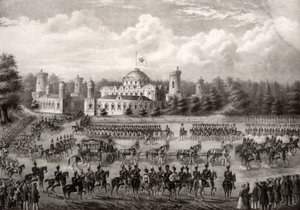 Prozession von Zar Nikolaus I. in die Mariä-Entschlafens-Kathedrale vom Petrowski-Palast während seiner Krönung 1825, 1826