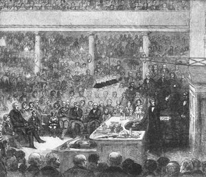 Professor Faraday hält einen Vortrag am Royal Institute, 1856, 1901