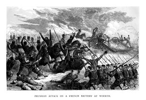 Preußischer Angriff auf eine französische Batterie bei Woerth, 1793, 1875 von Unbekannt