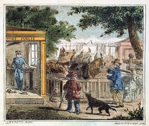 Öffentliche Waage zur Viehgewichtsmessung auf einem Markt, 1867 von Unbekannt