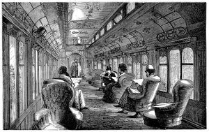 Pullman-Salonwagen auf der Midland Railway, England, 1876
