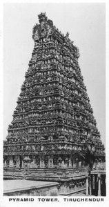 Pyramidenturm, Tiruchendur, Tamil Nadu, Indien, ca. 1925 von Unbekannt